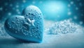 two blue hearts with a star on them in the snow Royalty Free Stock Photo