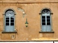 Two blue old windows in Bergamo Royalty Free Stock Photo