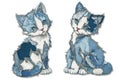 Two blue patchwork kittens sitting together as best friends Royalty Free Stock Photo