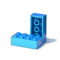 Two blue plastic toy building blocks 3D Royalty Free Stock Photo