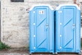 Two blue portable toilet. Royalty Free Stock Photo