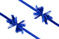 Two blue ribbons with bow