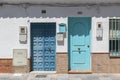 Two blue streetdoors Fuengirola Spain Royalty Free Stock Photo