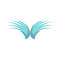 Two blue wing birds icon, flat style