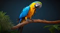 Two blue and yellow macaw (Ara ararauna), also known as the blue and gold macaw, Foz do Iguazu