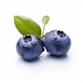Two Blueberries On White Background: A Creative Combination Of Natural And Man-made Elements Royalty Free Stock Photo