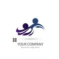 People bluish purple color logo design two people