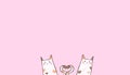 Two blushing cats are chain their tails in heart shape