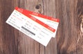 Two boarding passes on the table Royalty Free Stock Photo
