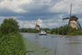 Two boats in kinderdijk the netherlands.