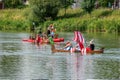 Two boats participating in amateur boat races