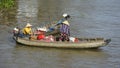 Two Boats at Phong Dien Floating Market Royalty Free Stock Photo