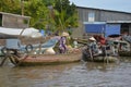 Two Boats at Phong Dien Floating Market Royalty Free Stock Photo