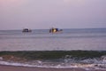 Two boats returning from the sea after fishing Royalty Free Stock Photo