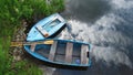 Two boats in a river under the cloudy sky Royalty Free Stock Photo