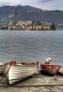 Two boats on the shore of lake Orta Royalty Free Stock Photo