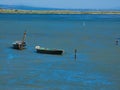Two boats on a small part of the Mediterranean Sea protected from the waves by a tongue of land towards Port-Saint-Louis-du-RhÃÂ´ne Royalty Free Stock Photo