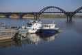 Two boats at the Wharf. The city of Rybinsk, Yaroslavl region, Russia