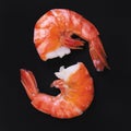 Two boiled shrimp Royalty Free Stock Photo