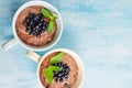 Two boils with Chia seed pudding with berries and carob Royalty Free Stock Photo