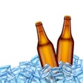 Two bottles of beer stand in ice Royalty Free Stock Photo