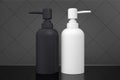 Two bottles for liquid soap with dispenser pump Royalty Free Stock Photo