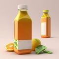 Two bottles of orange juice, mockup. Generative ai