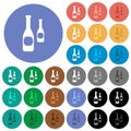 Two bottles with vignette round flat multi colored icons