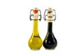 Two bottles of wine vinegar and olive oil Royalty Free Stock Photo