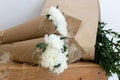 Two bouquets of white chrysanthemums Royalty Free Stock Photo