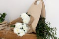 Two bouquets of white chrysanthemums Royalty Free Stock Photo