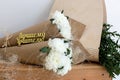 Two bouquets of white chrysanthemums Royalty Free Stock Photo