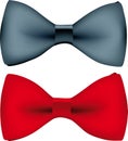 Two bow ties in black and red. Realistic light and shadows Royalty Free Stock Photo