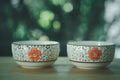 Two of bowl with flower pattern Royalty Free Stock Photo