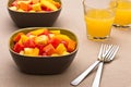 Two bowl of Mixed tropical fruit salad Royalty Free Stock Photo