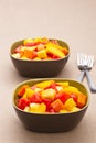 Two bowl of Mixed tropical fruit salad Royalty Free Stock Photo