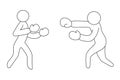 Two boxers are fighting. Sketch. Vector icon. Athletes in boxing gloves are boxing. The men strike with their fists.