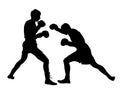 Two boxers in ring silhouette.