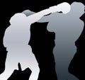 Two boxers shadows Royalty Free Stock Photo