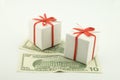 Two boxes on denominations Royalty Free Stock Photo