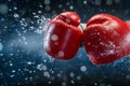 two boxing gloves clashing in a test Royalty Free Stock Photo