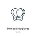 Two boxing gloves outline vector icon. Thin line black two boxing gloves icon, flat vector simple element illustration from Royalty Free Stock Photo