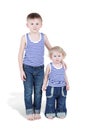 Two boy brothers in striped singlets Royalty Free Stock Photo