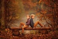 Two boys on the bench Royalty Free Stock Photo