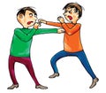 Two boys boxing