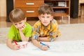 Two boys draw Royalty Free Stock Photo