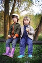 Two boys on the forest Royalty Free Stock Photo