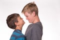 Two boys having a staring contest Royalty Free Stock Photo