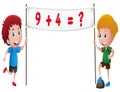 Two boys with math queation Royalty Free Stock Photo