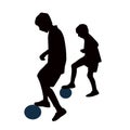 Two boys playing football, body silhouette vector Royalty Free Stock Photo